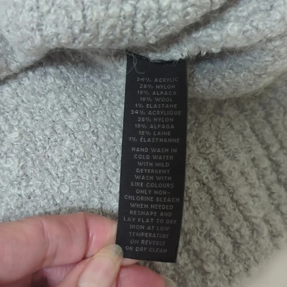 Saks Fifth Avenue Wool Sweater Mock Neck Sweater, Color Gray Size XL - Picture 11 of 12